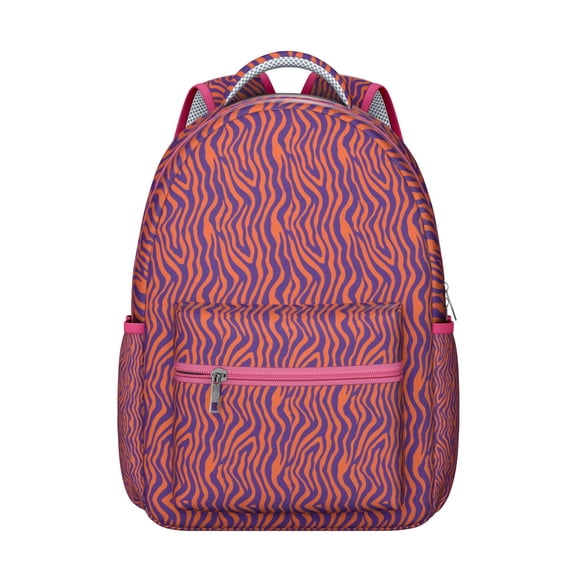 Wild Tiger Face Student School Backpack Roaring Jungle Animal Print Bengal Stripes Design for Student Artistic Tribal Painting Book Bag