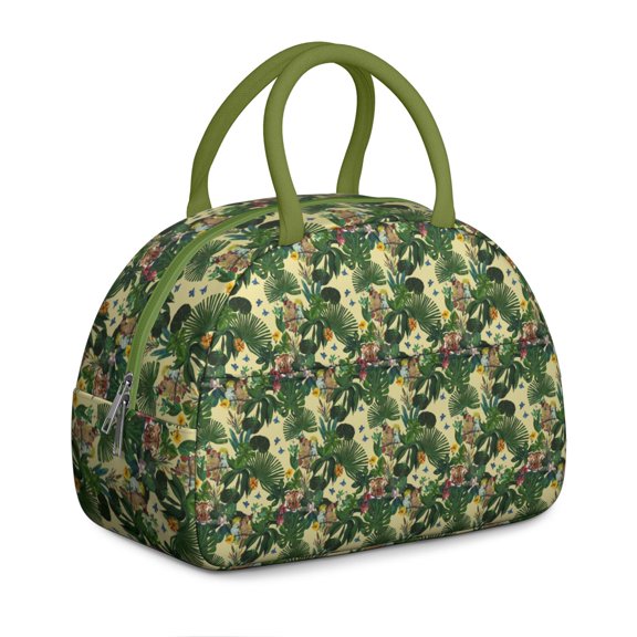 Wild Tiger Print Lunch Bag – Insulated Reusable Lunch Tote with Bengal Stripes, Artistic Jungle Design for Work, Office & Outdoor Adventures (Tribal & Floral Art)