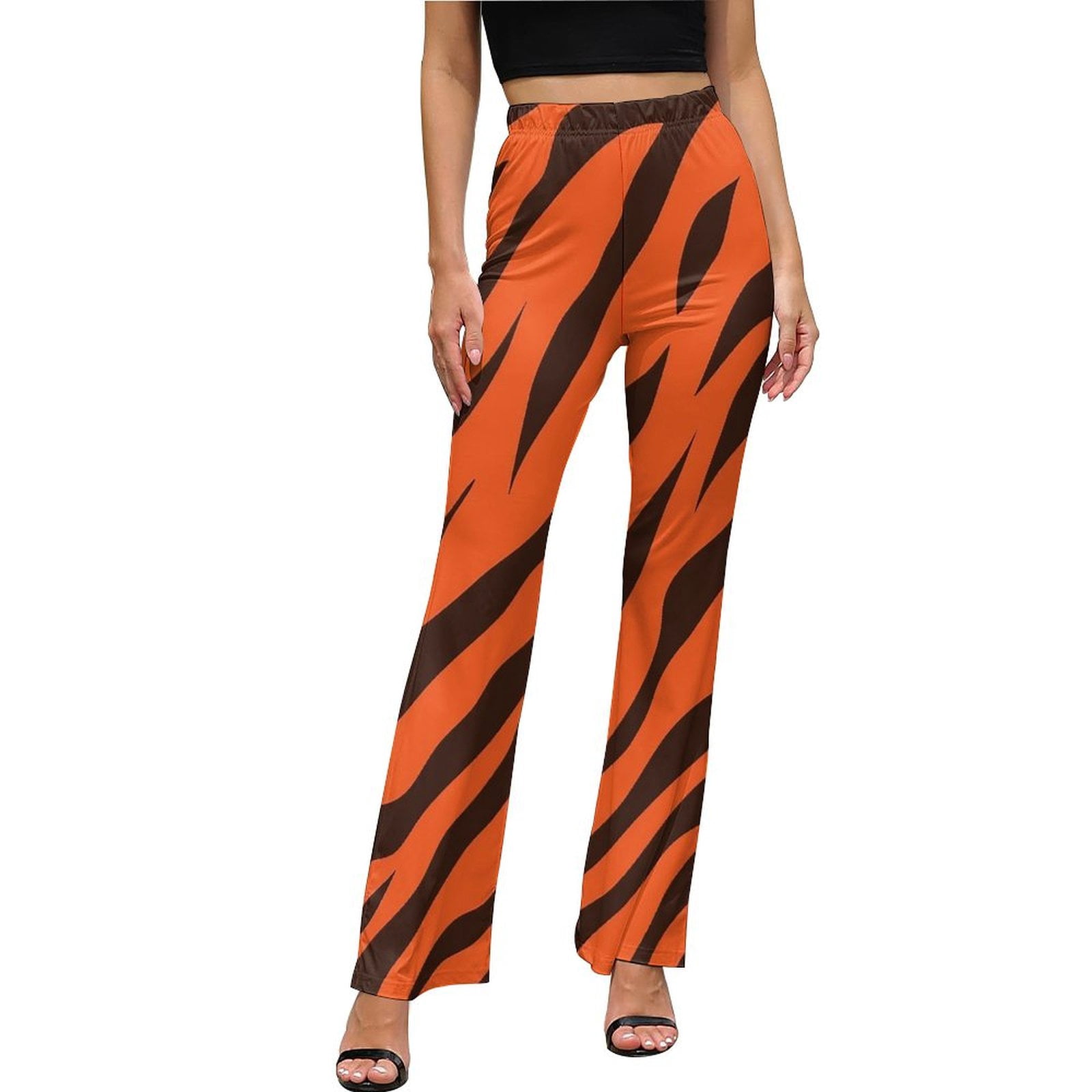 Wild Life Tiger Animal Print Flared Bell Bottom Pants