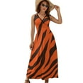 thumbnail image 1 of Wild Tiger Stripe Pattern Womens Night Club Maxi Dress V Neck Sleeveless Bohemia Long Dresses, 1 of 9