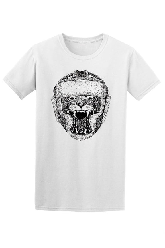 Wild Tiger Wearing Boxer Helmet T-Shirt Men -Image by Shutterstock, Male 3X-Large
