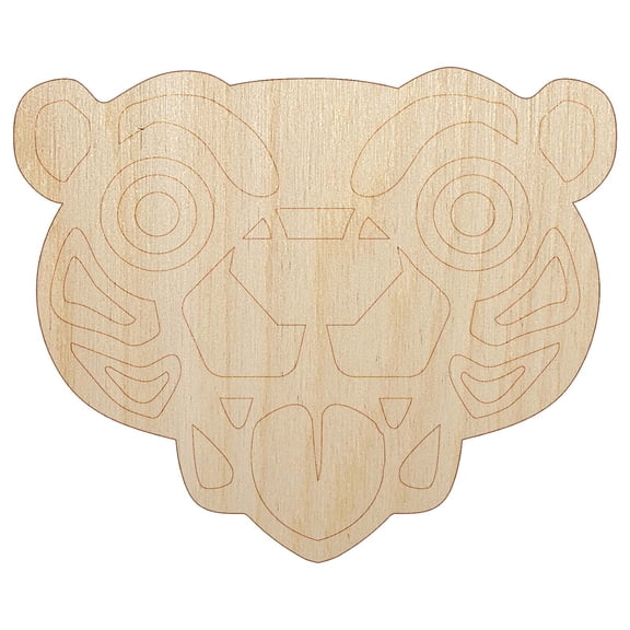 Wild Tribal Bear Face Wood Shape Unfinished Piece Cutout Craft DIY Projects - 4.70 Inch Size - 1/8 Inch Thick