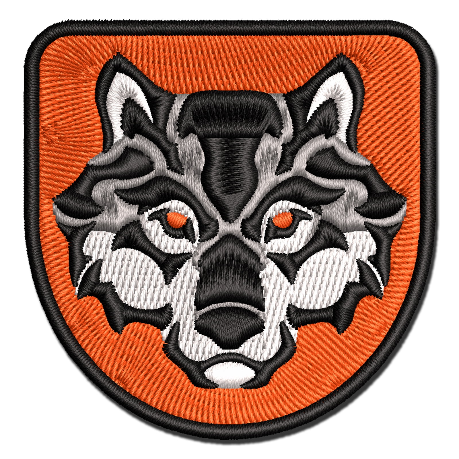 Wild Tribal Wolf Head Applique Multi-Color Embroidered Hook & Loop