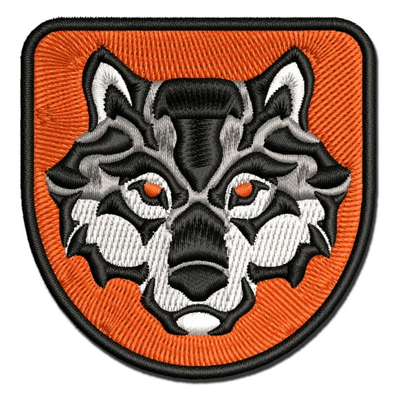 Wild Tribal Wolf Head Applique Multi-Color Embroidered Iron-On Patch - 2.0 Inch Mini