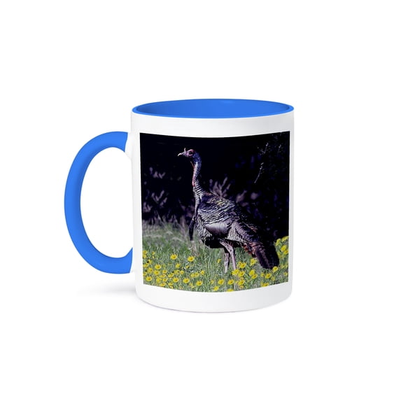 3dRose, Wild Turkey Gobbler, 11oz Two-Tone Blue Mug