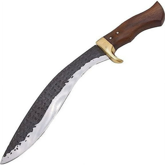 Wild Turkey Handmade 15.25'' Fixed Blade Kukri Hunting Knife with Leather Sheath