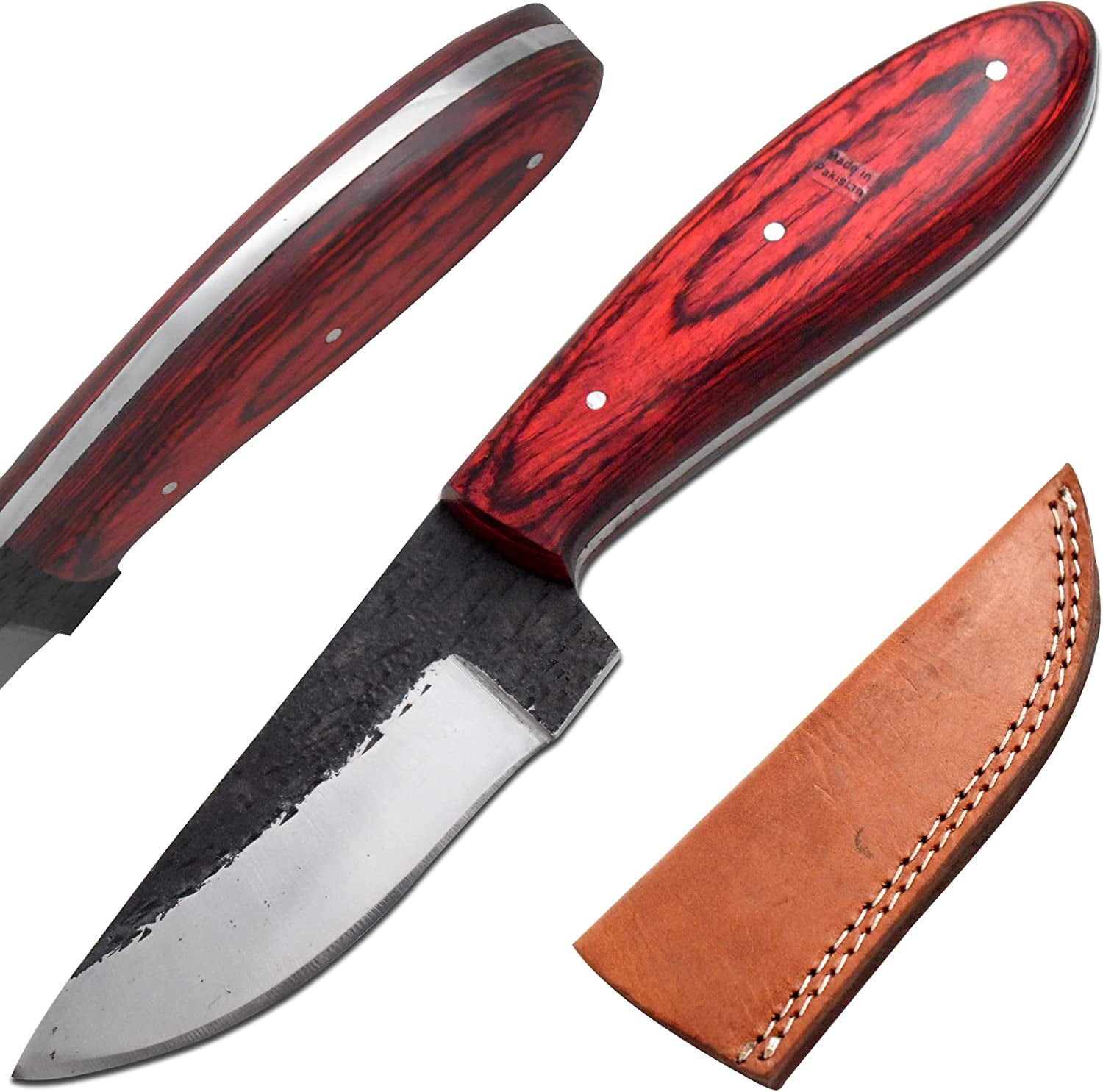 Wild Turkey Handmade 8.5" High Carbon Steel Fixed Blade Hunting EDC Knife with Sheath