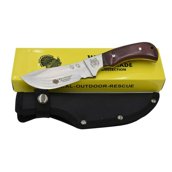 Wild Turkey Handmade 8'' Wildlife Collection Fixed Blade Hunting Knife w. Sheath