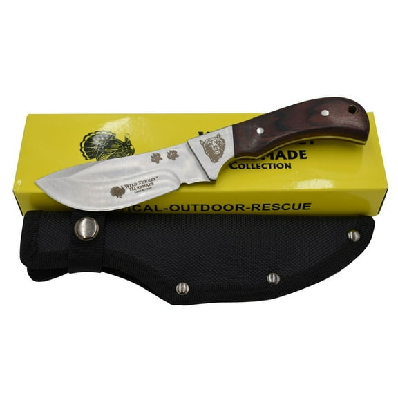 Wild Turkey Handmade 8'' Wildlife Collection Fixed Blade Hunting Knife w. Sheath