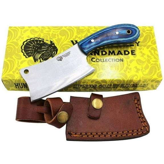 Wild Turkey Handmade Collection 7" Fixed Blade Chef Cleaver Hatchet w. Sheath
