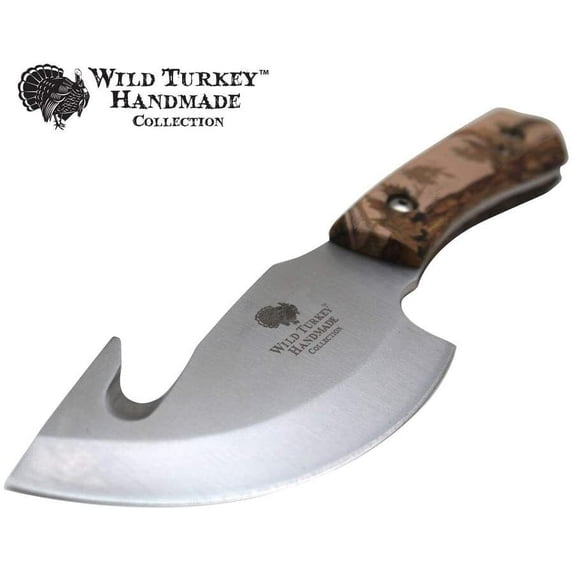 Wild Turkey Handmade Collection Fixed Blade Gut Hook Skinner Knife w/ Sheath