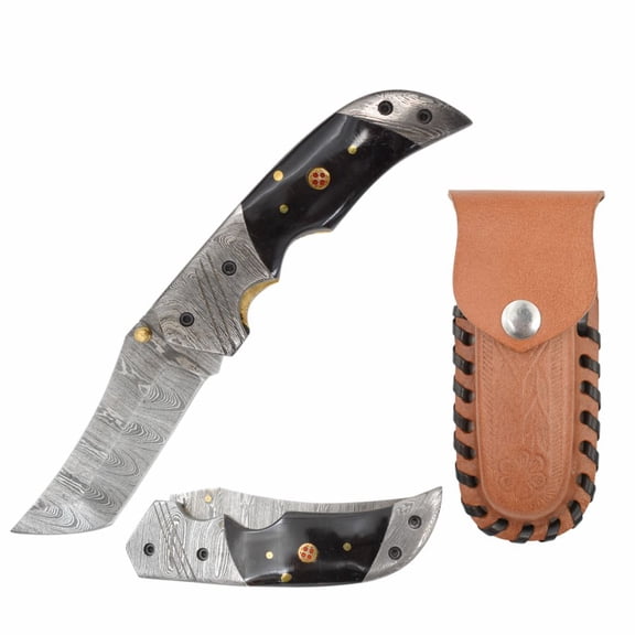 Wild Turkey Handmade Custom Damascus Manual Folding Knife