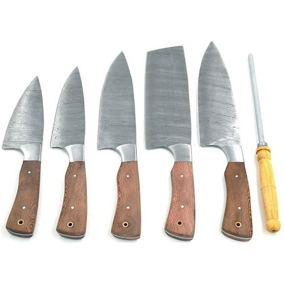 Wild Turkey Handmade Damascus Kitchen Chef Knife Gaming Set Full Tang Blade
