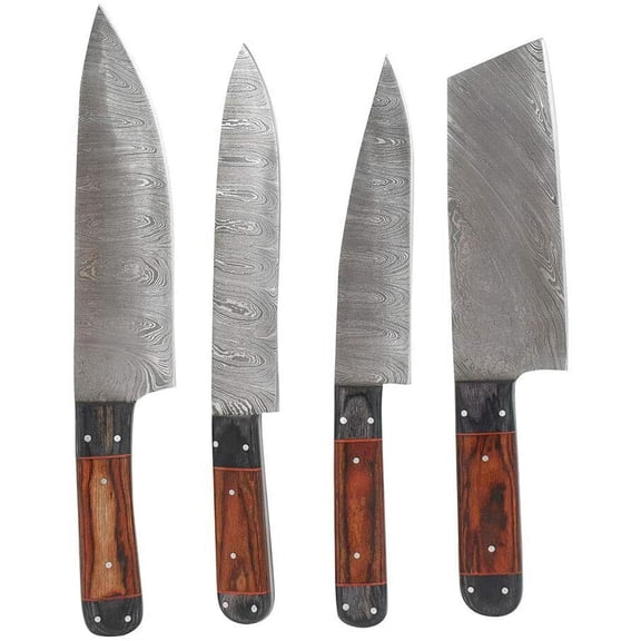 Wild Turkey Handmade Damascus Kitchen Chef Knife Gaming Set Full Tang Blade