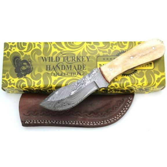 Wild Turkey Handmade Damascus Steel Collection Fixed Blade Full Tang Hunting