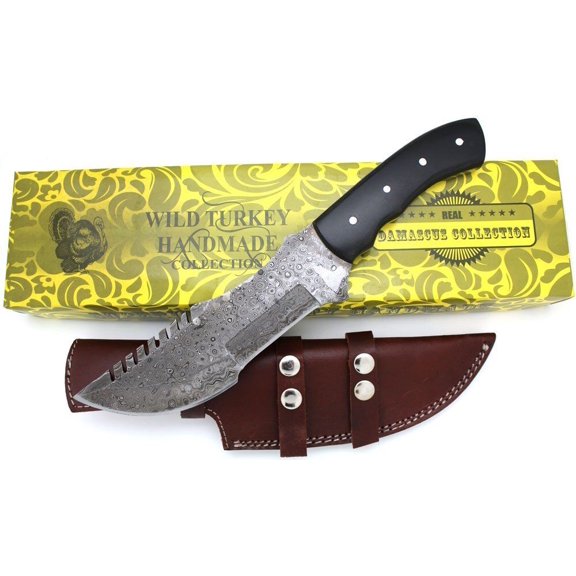 Wild Turkey Handmade Damascus Steel Collection Full Tang Tracker Style Knife