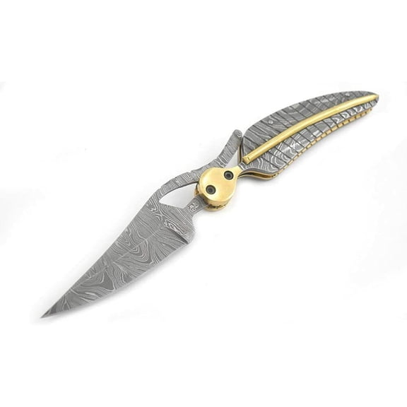 Wild Turkey Handmade Damascus Steel Leaf Style Pocket Knife