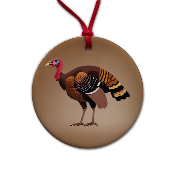 Wild Turkey Profile Christmas Tree Holiday Round Ceramic Ornament