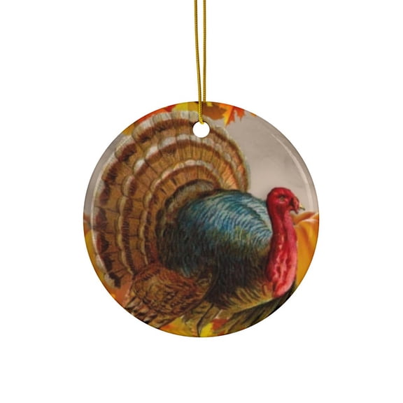 Wild Turkey Thanksgiving Christmas Ceramic 2D FLAT Ceramic Ornament