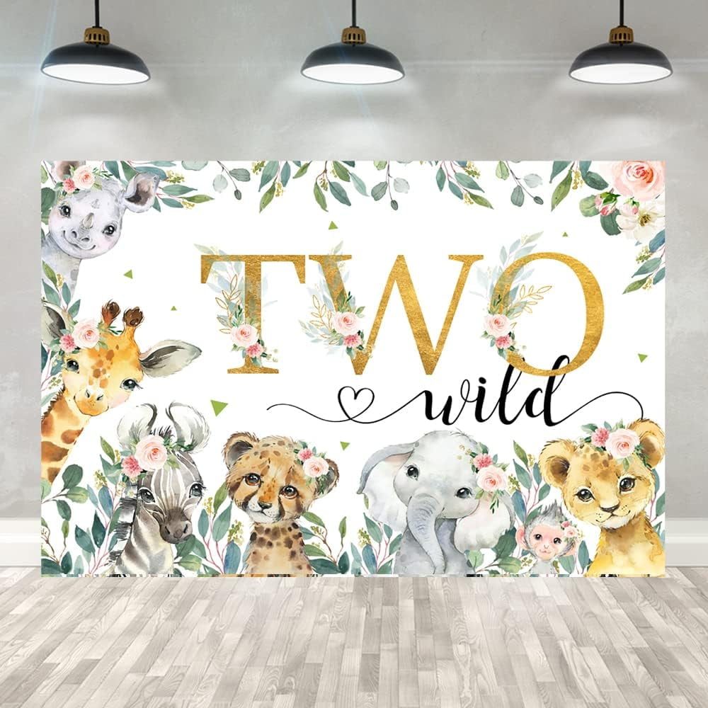 Custom Name Two Wild Boho Monstera Birthday Backdrop