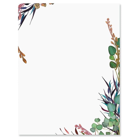 Wild Vines Letter Papers - Set of 25, Graduation stationery papers, 8 1/2" x 11", compatible computer paper, Award letterhead, Achievements, Recognition, Announcements