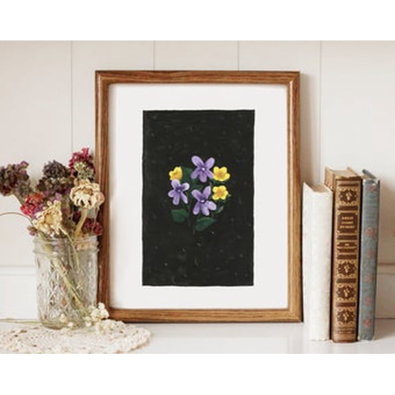 Wild Violets And Buttercups Art Print Poster, Poster Only