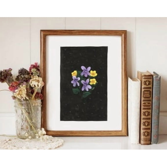 Wild Violets And Buttercups Art Print Poster , Poster Print Only
