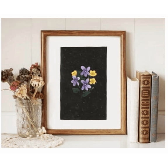 Wild Violets And Buttercups Poster Home Decor Office Wall Art