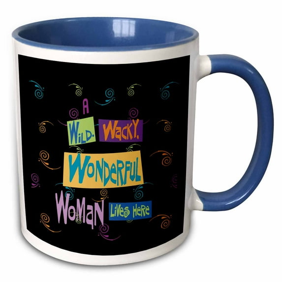 3drose, Wild Wacky Wonderful Woman, 11oz Two-tone Blue Mug
