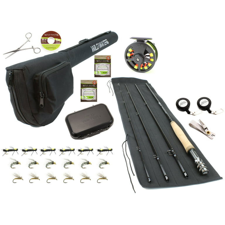 Wild Water Fly Fishing, 9 Foot, 5 and 6 Weight Rod and Reel, Deluxe Combo  Kit