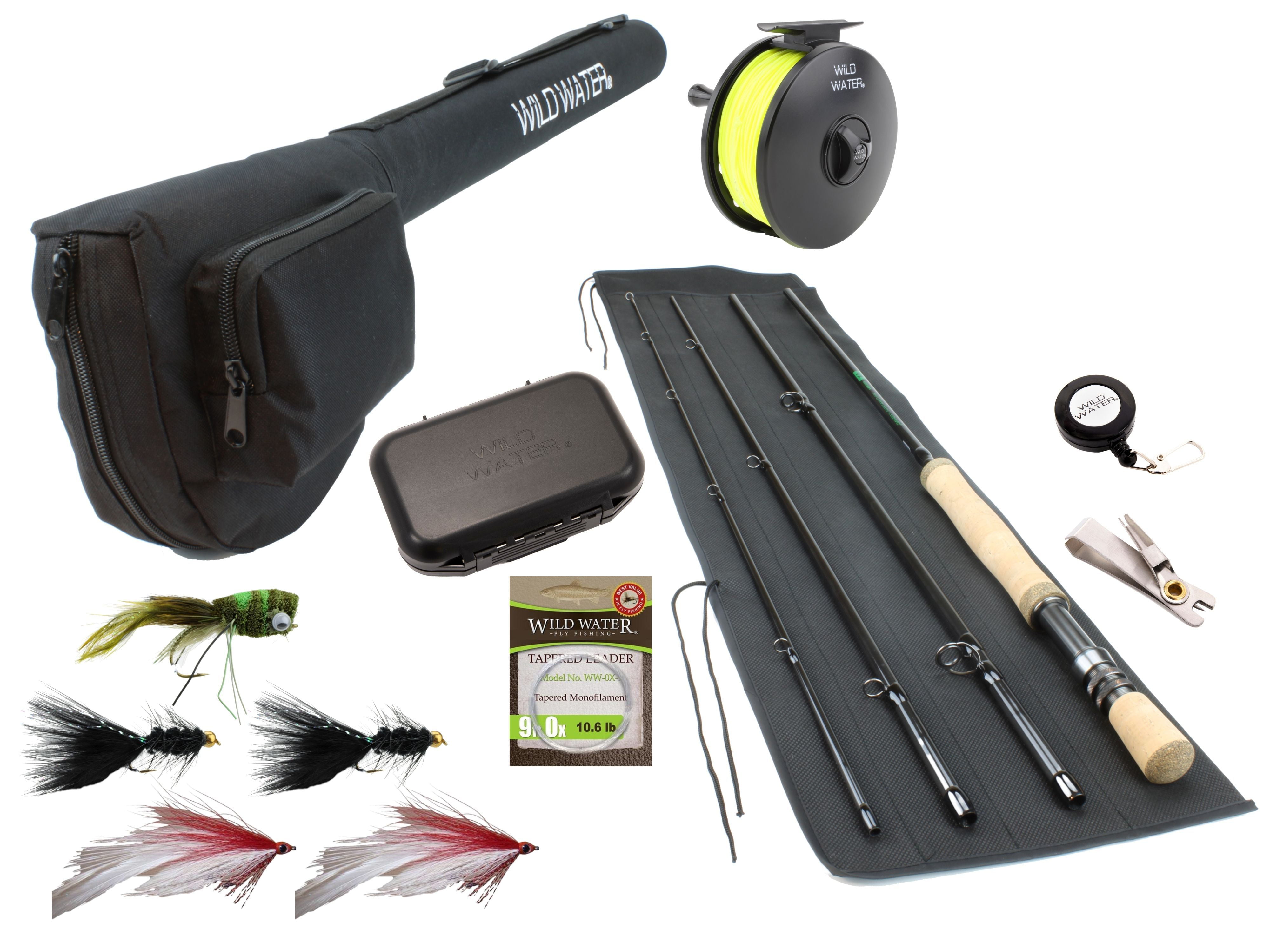 Wild Water Fly Fishing, 9 foot, 7 and 8 Weight Rod and Reel, Combo Kit,  Freshwater Flies