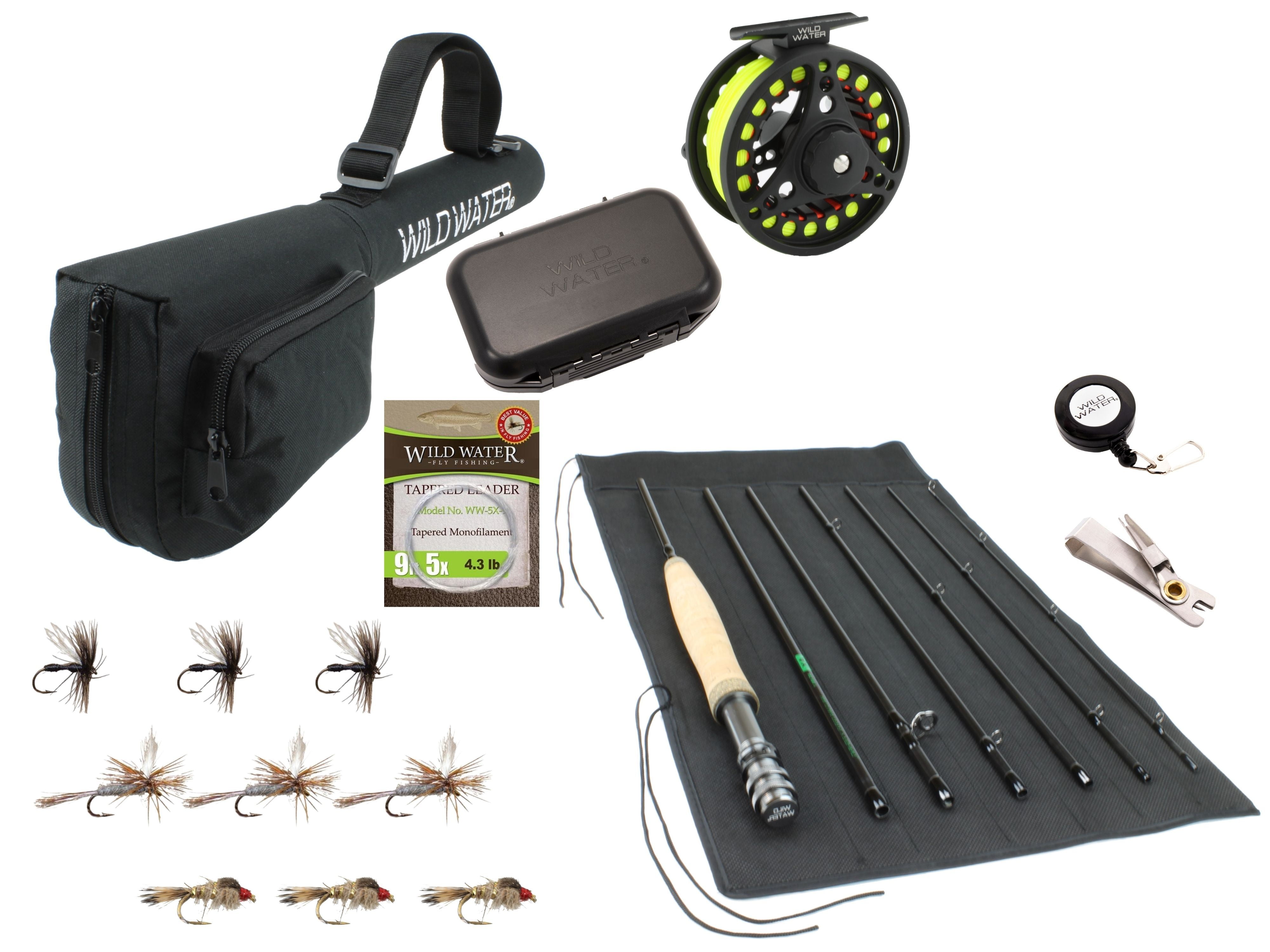 Wild Water Fly Fishing Complete 5 Weight 7 Piece Pack Rod & Reel Starter  Package