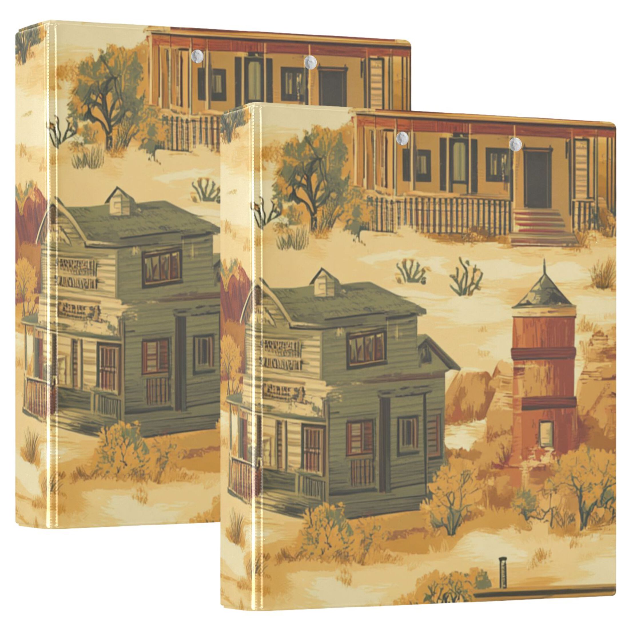 Wild West 3 Ring Binders 1.5 inch Hardcover File Folders with Interior Pockets A4 Size Organizer for School Office Hospital