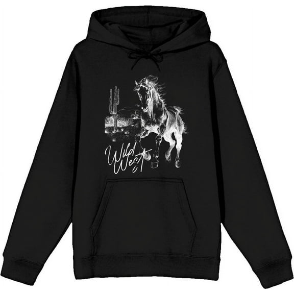 Wild West Adventure Adult Black Long Sleeve Hoodie-Large