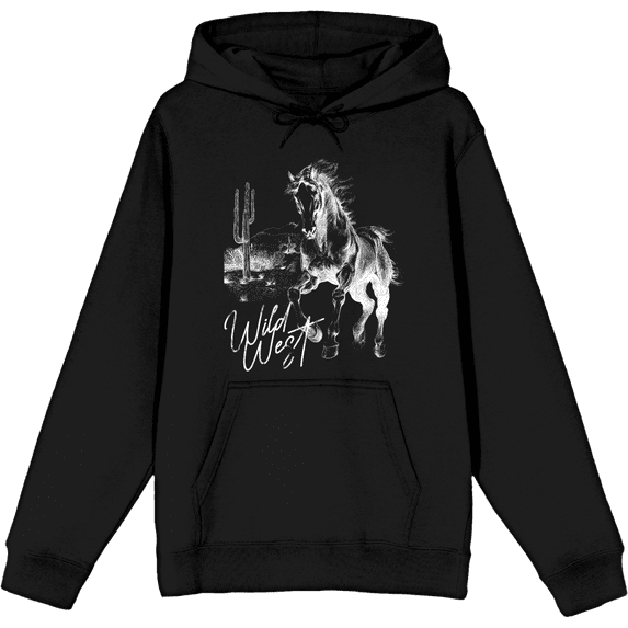 Wild West Adventure Adult Black Long Sleeve Hoodie-Medium