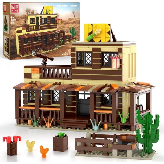 Wild West Architecture Building Sets, Mini Western-Saloon Modular Buildings Model Kits, Ideas House Office Room Decor(800 PCS)