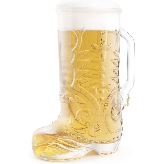 Wild West Boot Glass - 22 oz Cowboy Boot-Shaped Drinking Glass - Thick Glass with Handle - Perfect for Beer, Mixed Drinks, and More! (GG5026)