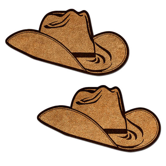Wild West Brown Suede Cowboy Hat Nipple Pasties Stylish Nipple Covers by Pastease