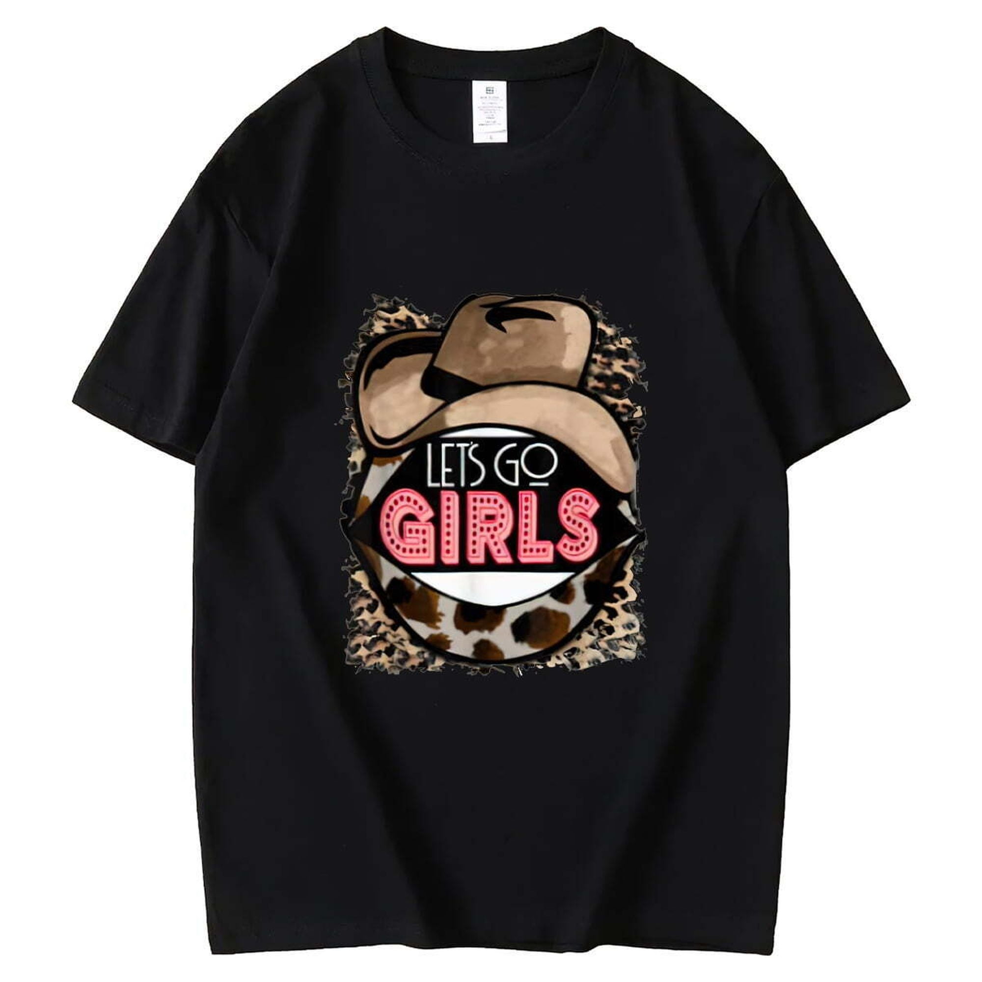 Wild West Chic Vintage Leopard Print Tee with Cowboy Hat Let's Go Girls in Western Style