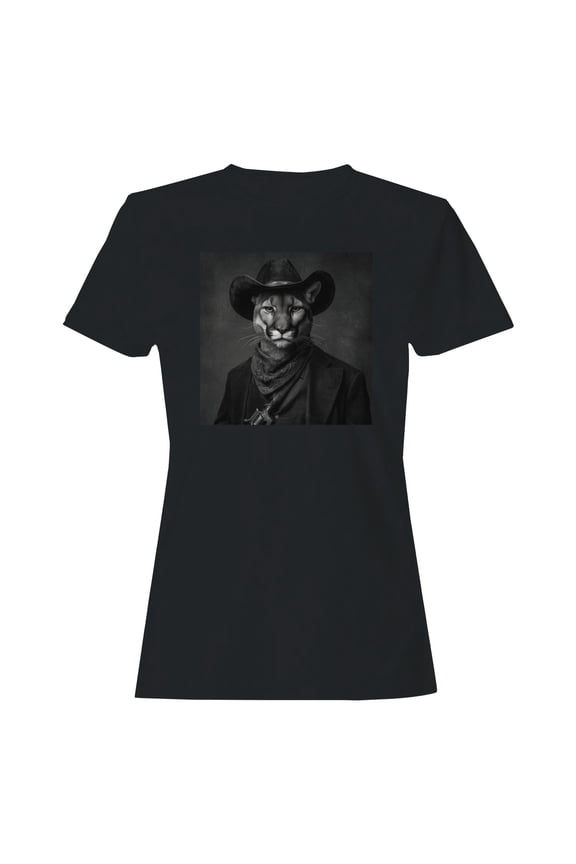 Wild West Cougar Cowboy Art Women's T-shirt