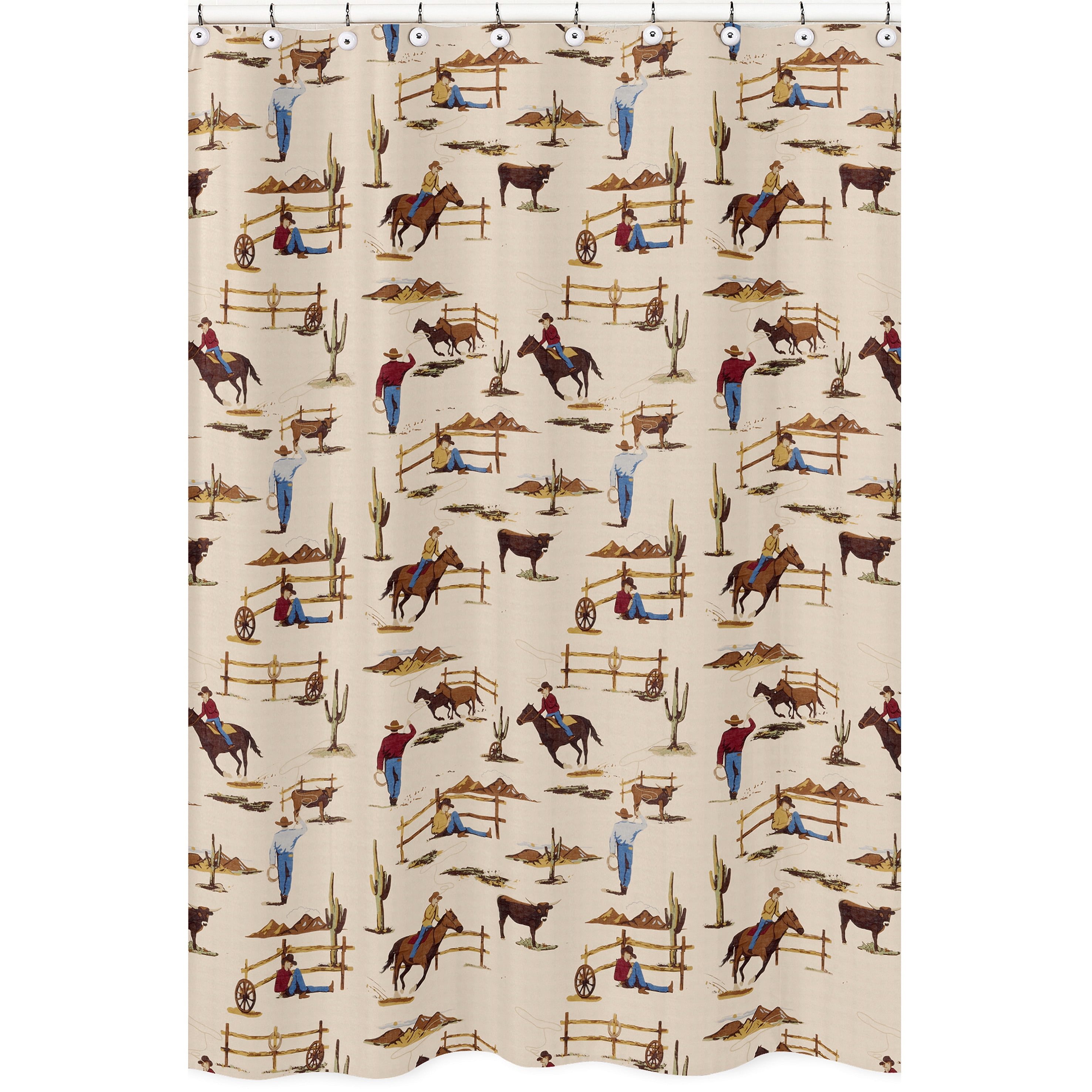 Wild West Cowboy Multicolor Microfiber Shower Curtain 72x72