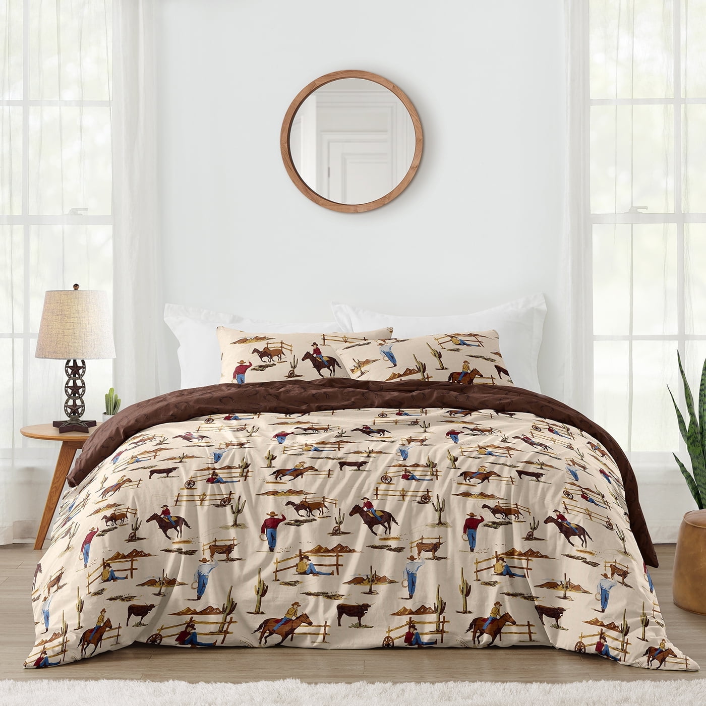 Wild West Cowboy Brown Microfiber Full Bedding Set