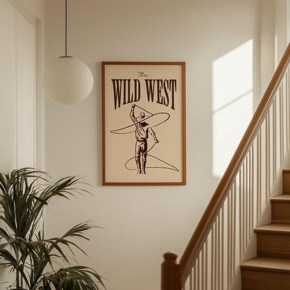 Wild West Cowboy Print Vintage Western Wall Art Rustic Rodeo Decor Country Ranch Aesthetic Cowboy Nursery Boys Room Artwork