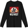 thumbnail image 1 of Wild West Cowboy Sunset Ride Adult Black Crew Neck Long Sleeve Shirt-Small, 1 of 3