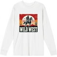 thumbnail image 1 of Wild West Cowboy Sunset Ride Adult White Crew Neck Long Sleeve Shirt-XXL, 1 of 3
