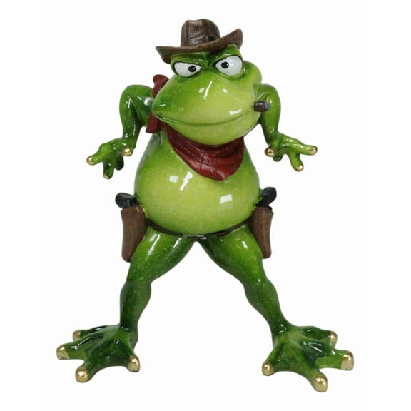 Wild West Cowboy Toad Frog In Standoff With Hat Cigar And 2 Pistols Figurine