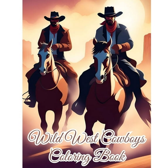 Wild West Cowboys Coloring Book: Amercian West, Towns Western Cowboy Wild West Coloring Pages for Kids, Teens, (Paperback)
