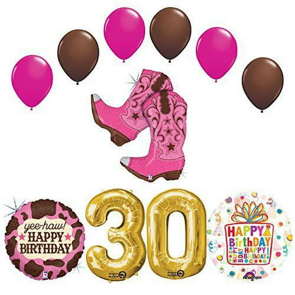 Wild West Cowgirl Boots 30th Birthday Party Supplies and Balloons Decorations