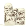 Wild West Desert With Cowboys Oven Mitts and Pot Holders Sets, Heat