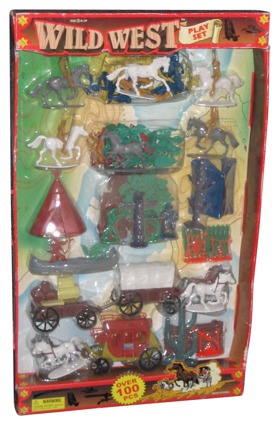 Wild West Over 100pc Toy Horse Carriage Figure Playset (WalMart